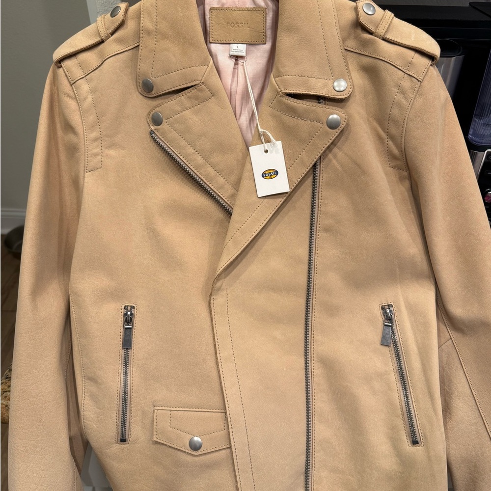 Fossil Beige women’s leather jacket